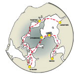 Limfjorden Rundt kort med rute